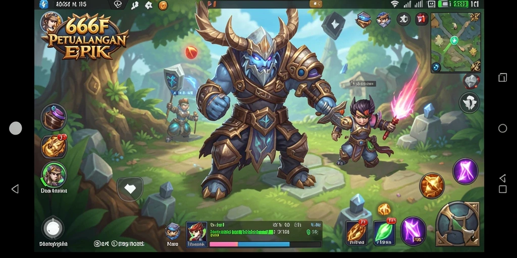 Screenshot utama 666F menampilkan pertarungan seru di dunia RPG.