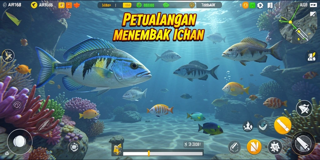 Screenshot gameplay AIR168 menampilkan keseruan dalam menembak ikan.