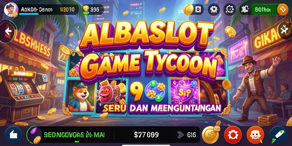 Tampilan utama gameplay ALBASLOT yang menarik dan penuh warna.